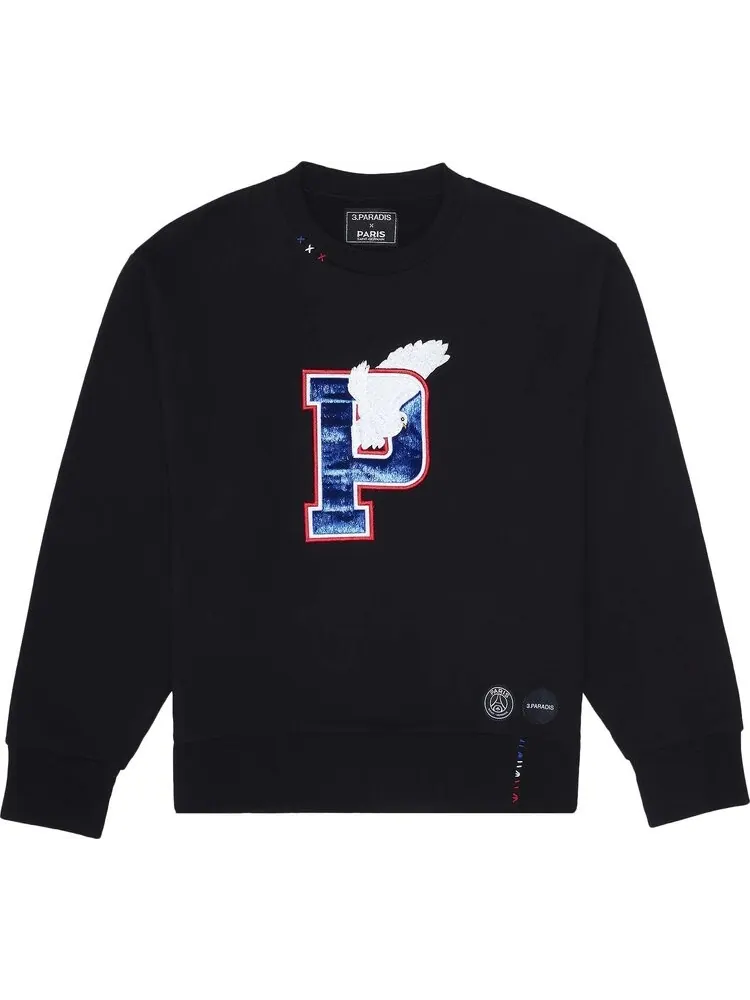 Свитер Paris Saint-Germain Letterman Crewneck Sweater 'Black' — изображение 1 из 1, черный