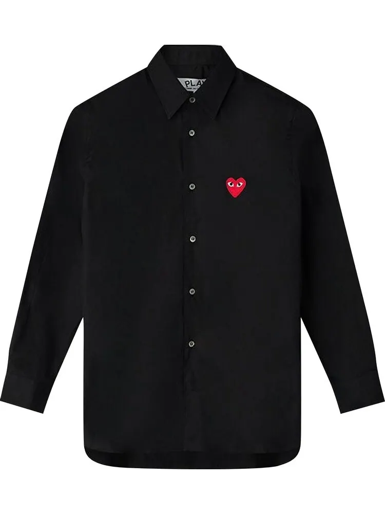 Рубашка Comme des Garçons Long-Sleeve Woven Button Down Shirt With Red Heart 'Black' — изображение 1 из 3, черный