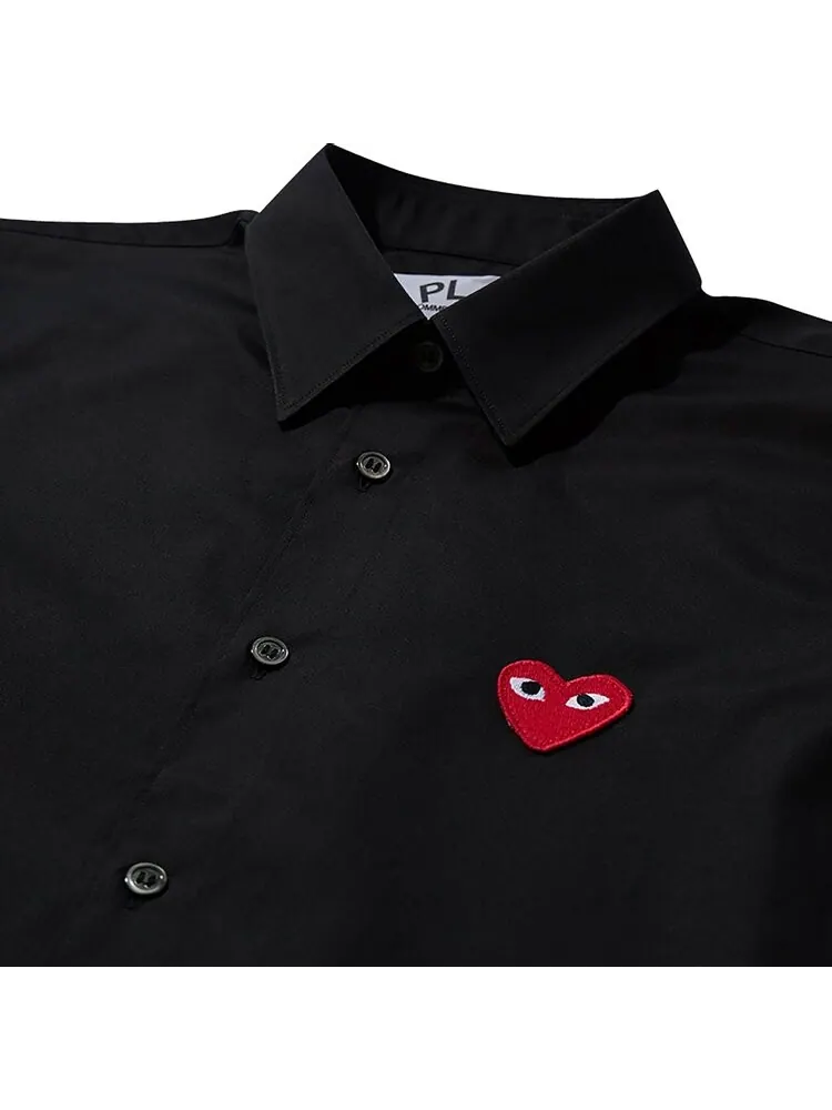 Рубашка Comme des Garçons Long-Sleeve Woven Button Down Shirt With Red Heart 'Black' — изображение 3 из 3, черный