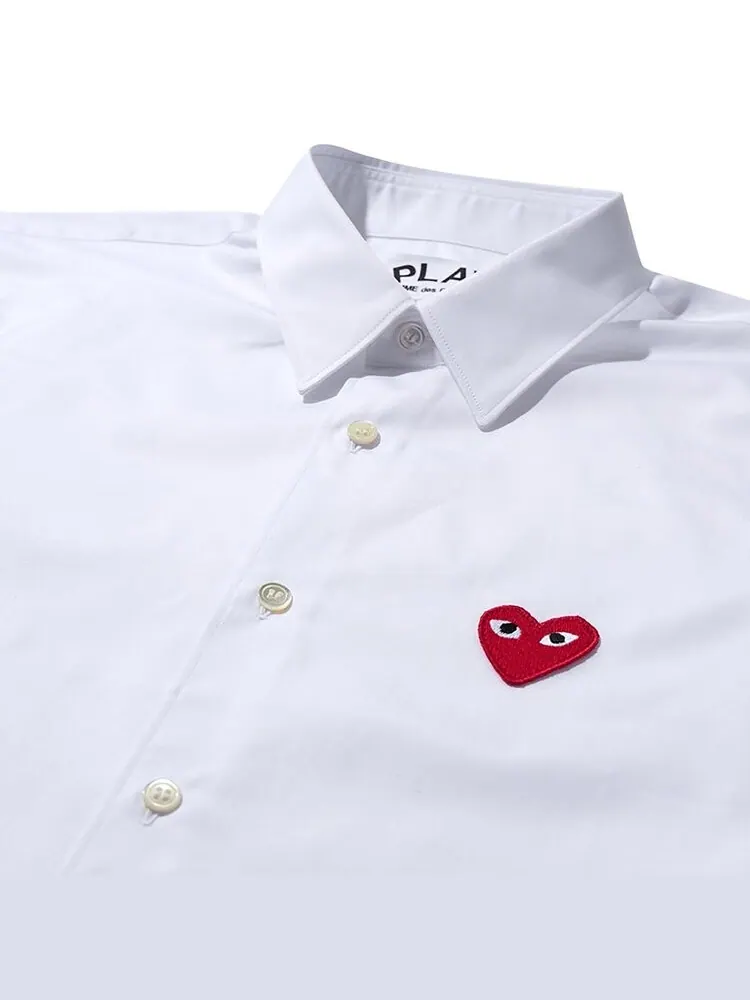 Рубашка Comme des Garçons Play Long-Sleeve Button Down Shirt With Red Heart 'White' — изображение 3 из 3, белый