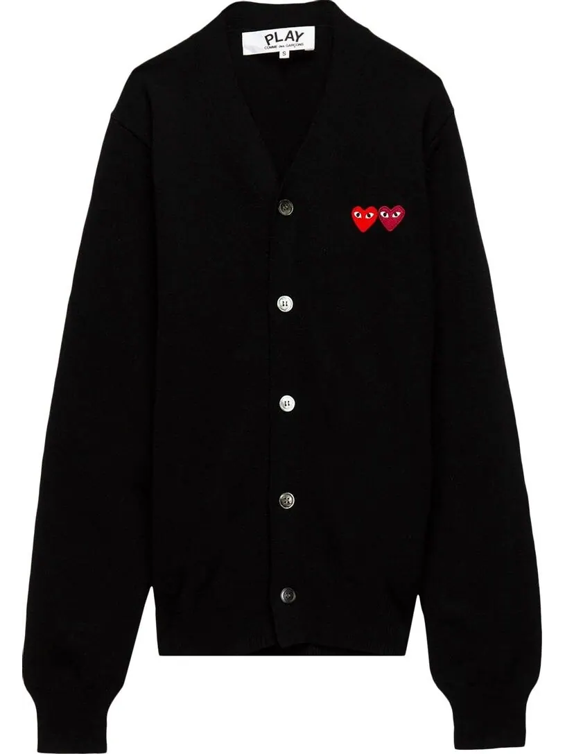 Кардиган Comme des Garçons PLAY Double Heart Cardigan 'Black' — изображение 1 из 2, черный