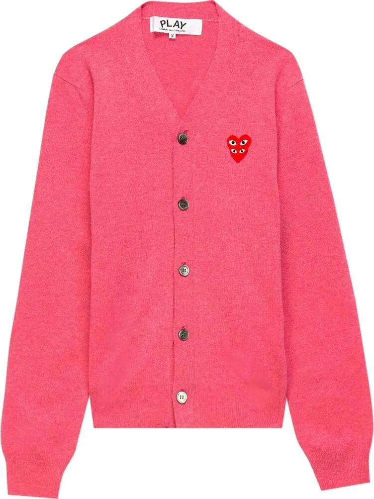 Кардиган Comme des Garçons PLAY V-Neck Cardigan 'Pink' — изображение 1 из 2, розовый