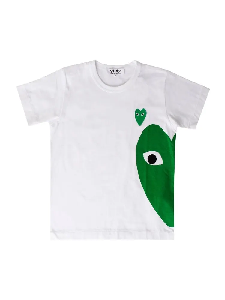 Футболка Comme des Garçons Short-Sleeve Play T-Shirt W/Green Heart On Side 'White' — изображение 1 из 1, белый