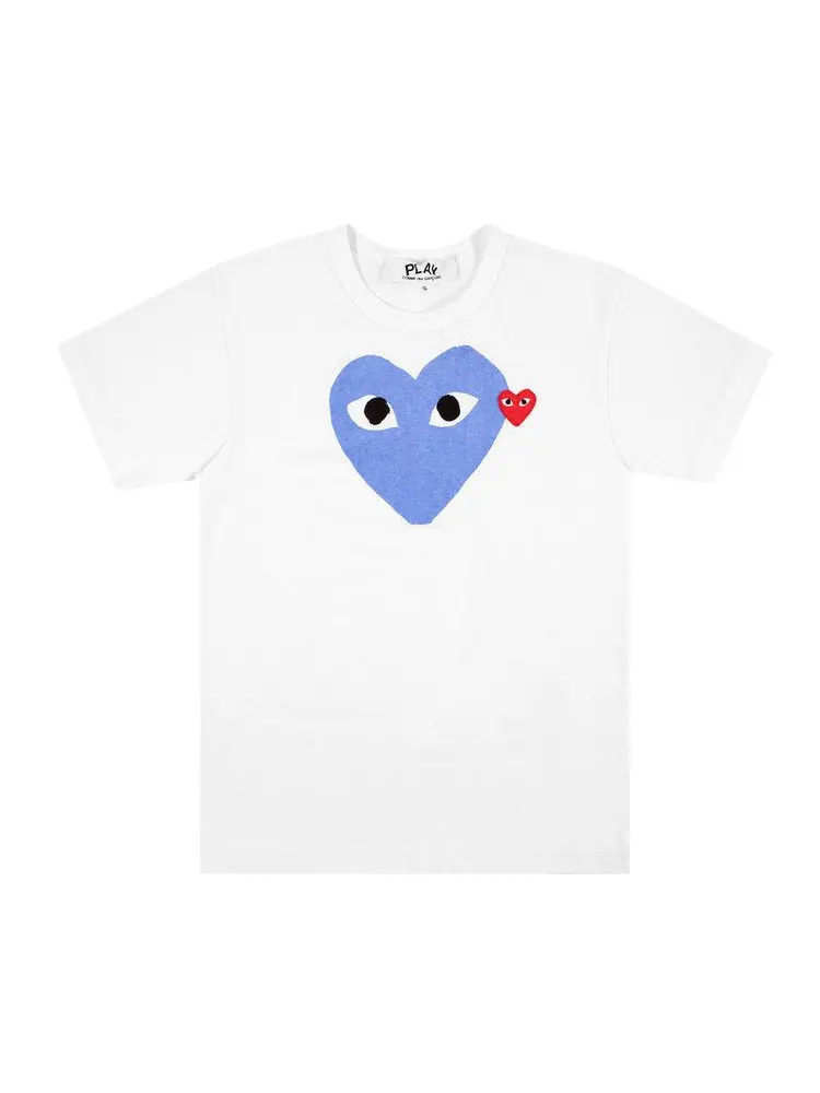 Футболка Comme des Garçons Short-Sleeve Play T-Shirt With Blue Heart — изображение 1 из 1, синий/белый