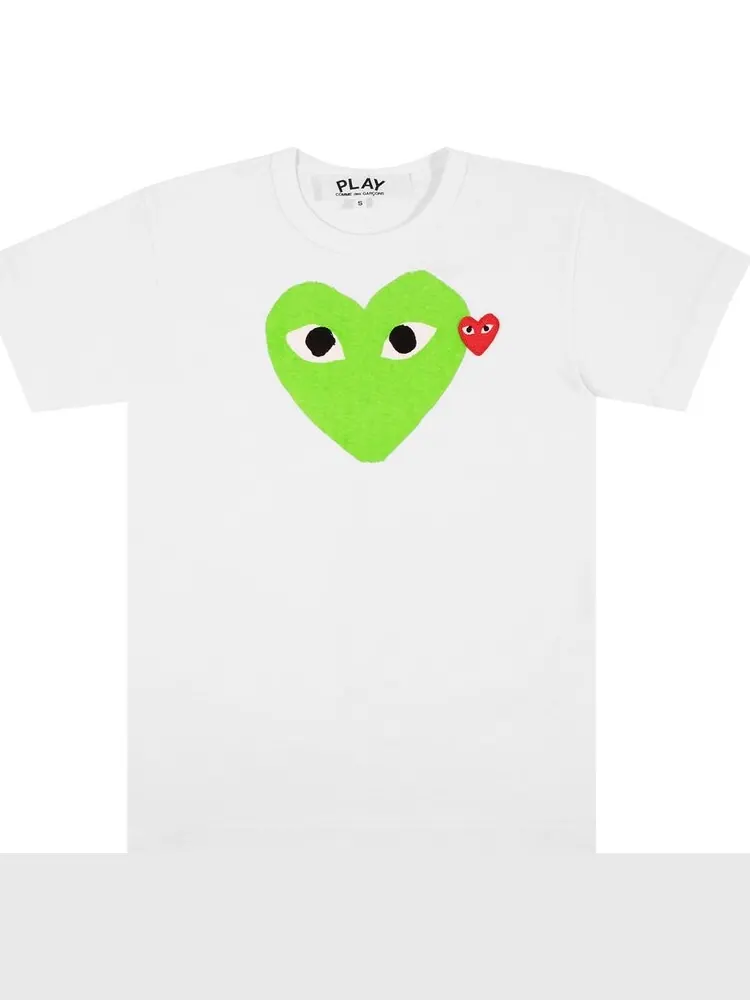 Футболка Comme des Garçons Short-Sleeve Play T-Shirt With Green Heart 'Green/White' — изображение 1 из 1, зеленый