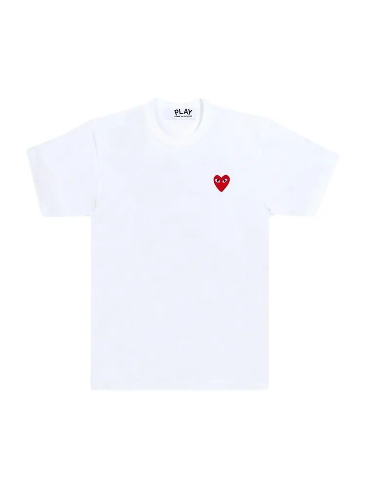 Футболка Comme des Garçons Short-Sleeve Play T-Shirt With Red Heart 'White' — изображение 1 из 2, белый