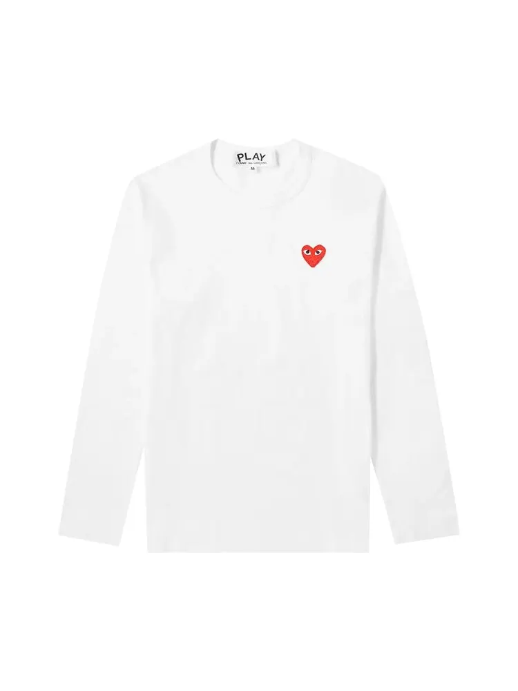 Лонгслив Comme des Garçons PLAY Long-Sleeve Basic Logo Tee 'White' — изображение 1 из 1, белый
