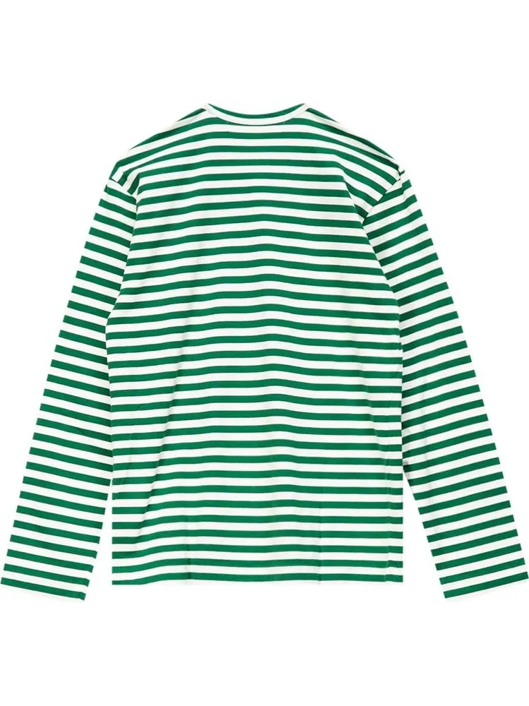 Футболка Comme des Garçons PLAY Striped T-Shirt 'Green/White' — изображение 2 из 2, зеленый