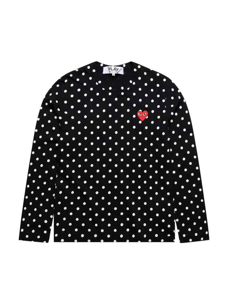 Футболка Comme Des Garçons Comme des Garçons PLAY Polka Dot Long-Sleeve T-Shirt — изображение 1 из 2, черный