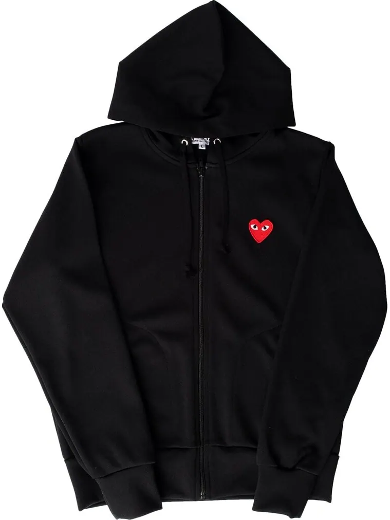 Худи Comme des Garçons Play Zip Up Hoodie With Red Heart 'Black' — изображение 1 из 1, черный