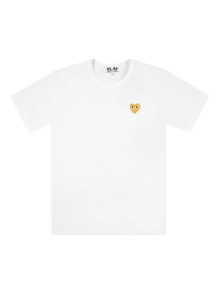 Футболка Comme des Garçons Play T-Shirt With Gold Heart — изображение 1 из 1, белый