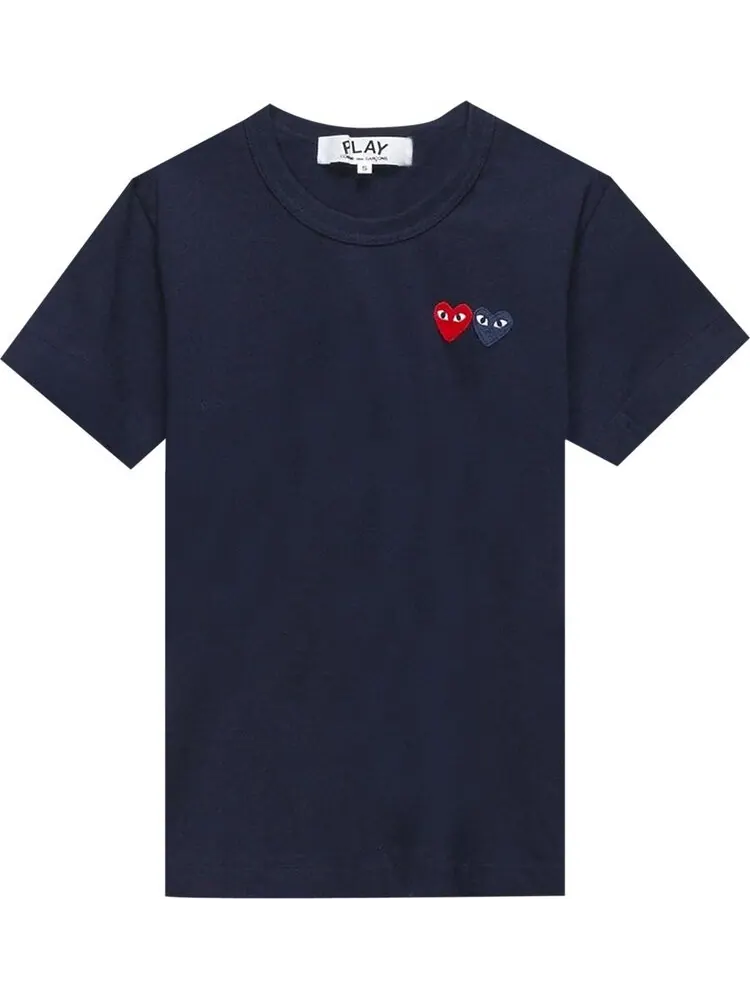 Футболка Comme des Garçons PLAY Double Heart Tee 'Navy' — изображение 1 из 1, синий