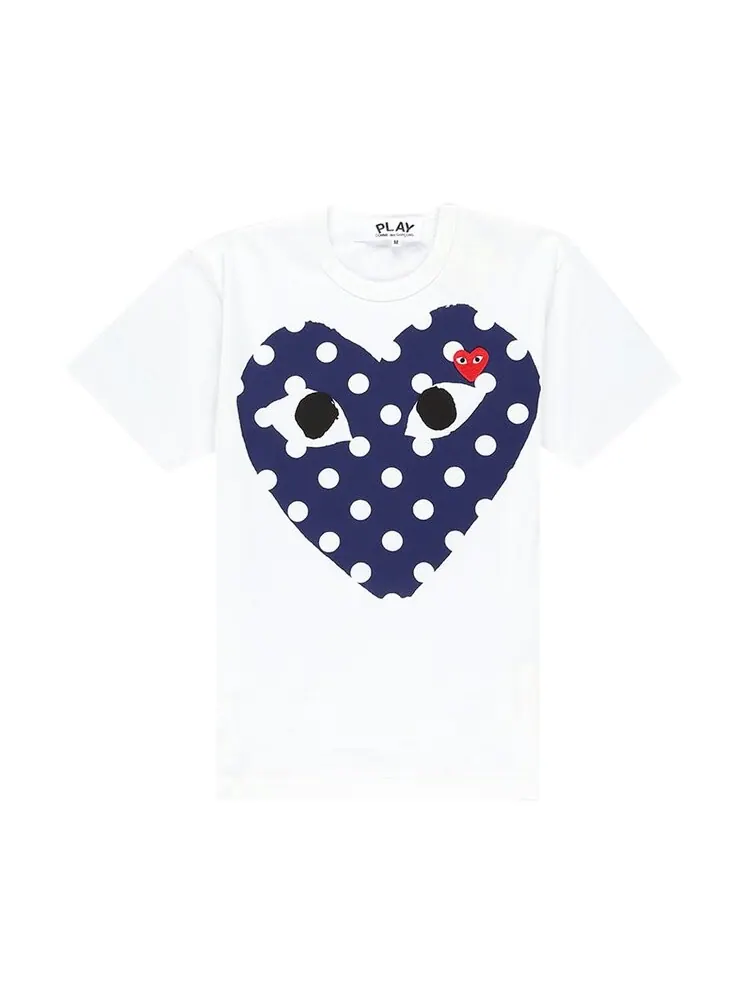 Футболка Comme des Garçons PLAY Polka Dot Heart T-Shirt 'White' — изображение 1 из 2, белый