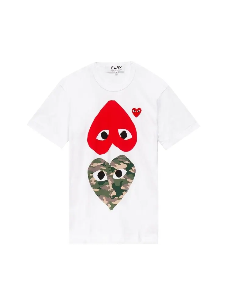 Футболка Comme des Garçons PLAY Double Heart Tee 'White' — изображение 1 из 2, белый