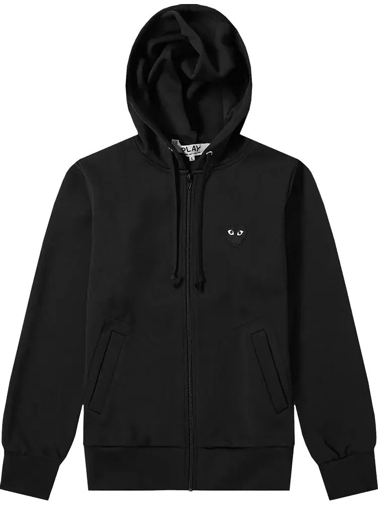 Худи Comme des Garçons PLAY Big Heart Logo Zip Up Hoodie 'Black' — изображение 1 из 1, черный