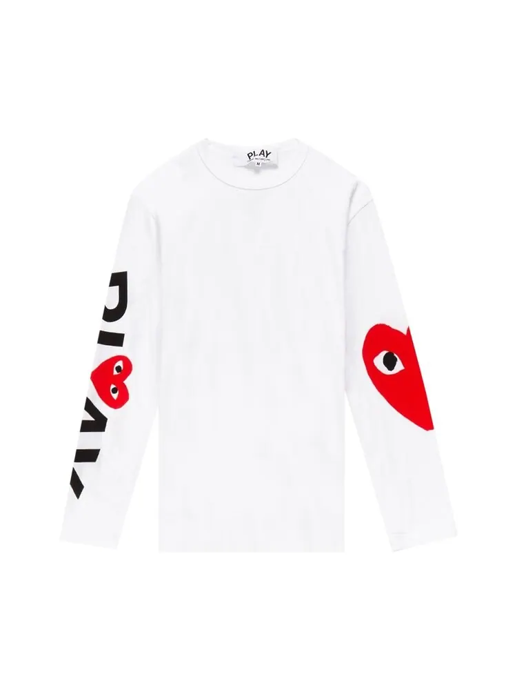 Футболка Comme des Garçons PLAY Logo Long-Sleeve T-Shirt 'White' — изображение 1 из 2, белый