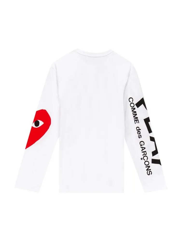 Футболка Comme des Garçons PLAY Logo Long-Sleeve T-Shirt 'White' — изображение 2 из 2, белый