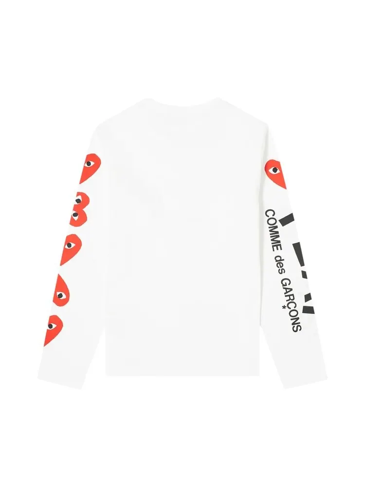 Футболка Comme des Garçons PLAY Long-Sleeve Logo T-Shirt 'White' — изображение 2 из 3, белый