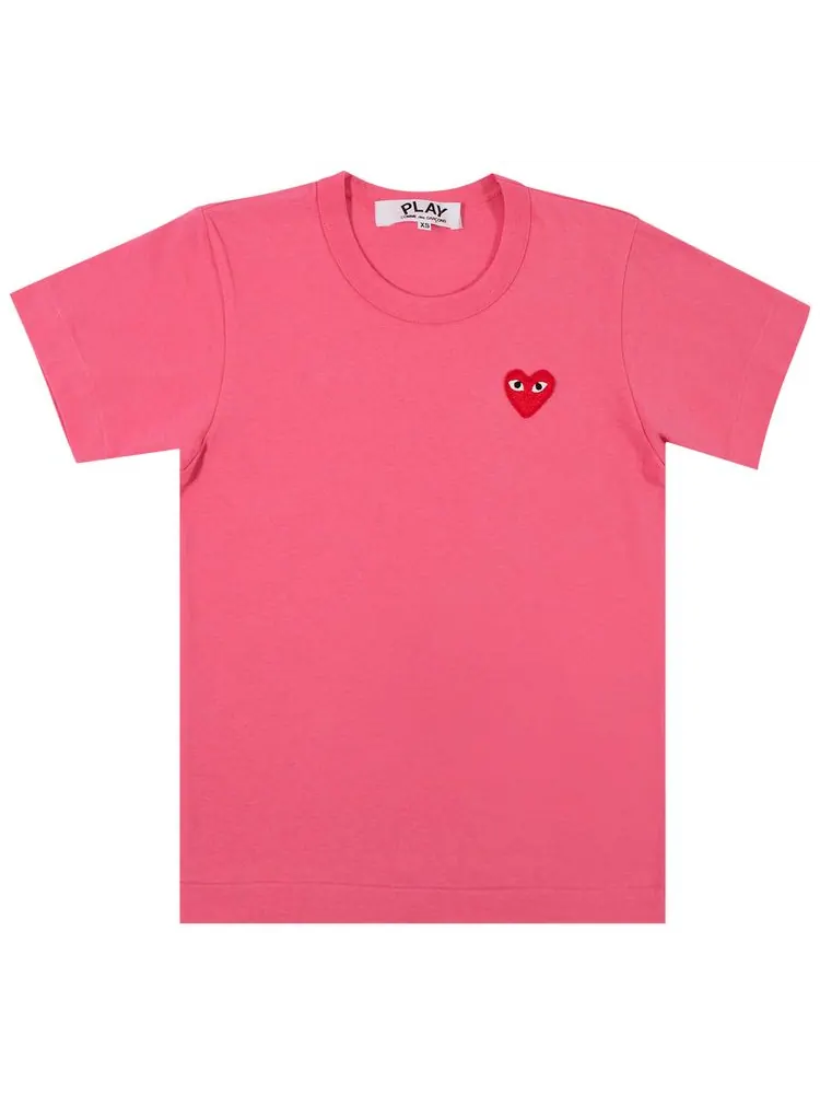 Футболка Comme des Garçons PLAY Short-Sleeve T-Shirt With Small Red Heart 'Pink' — изображение 1 из 1, розовый