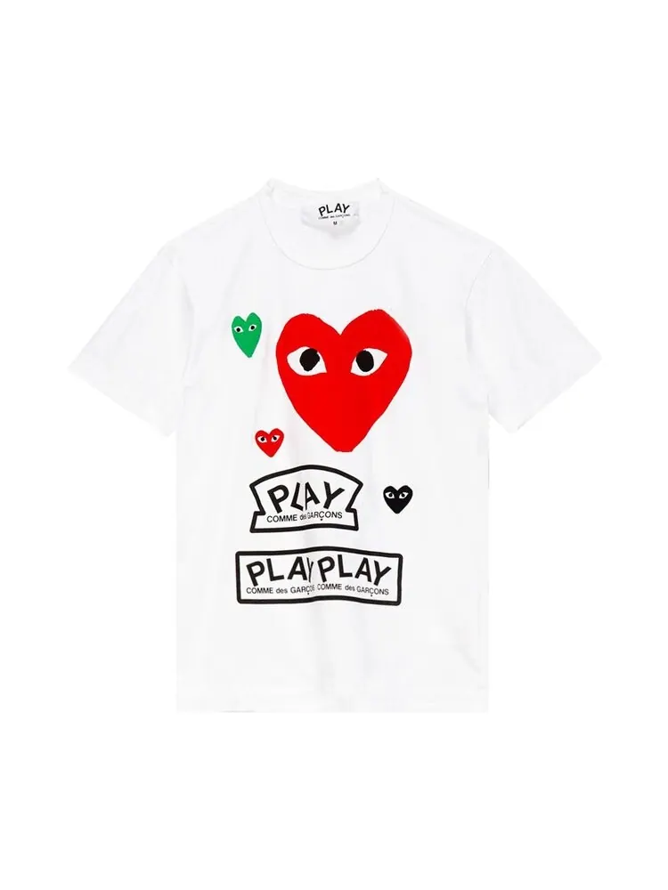 Футболка Comme des Garçons PLAY Misc Logo T-Shirt 'White' — изображение 1 из 2, белый