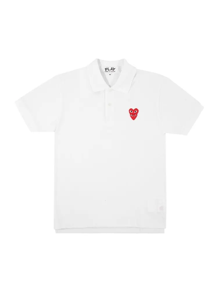 Футболка Comme des Garçons PLAY Heart Logo Short-Sleeve Polo 'White' — изображение 1 из 1, белый