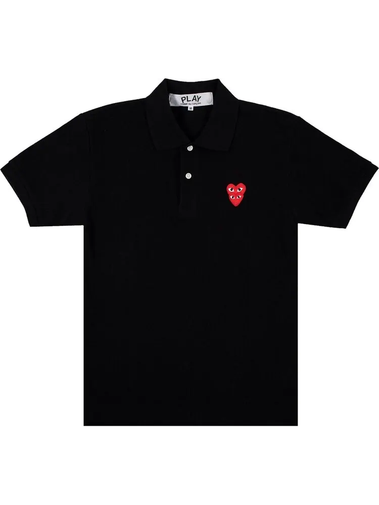 Футболка Comme des Garçons PLAY Heart Logo Short-Sleeve Polo 'Black' — изображение 1 из 1, черный