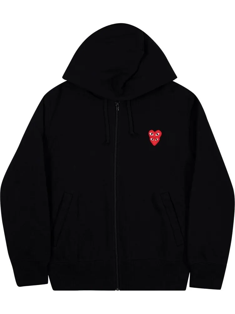Толстовка Comme des Garçons PLAY Heart Logo Zip Up Hooded Sweatshirt 'Black' — изображение 1 из 1, черный