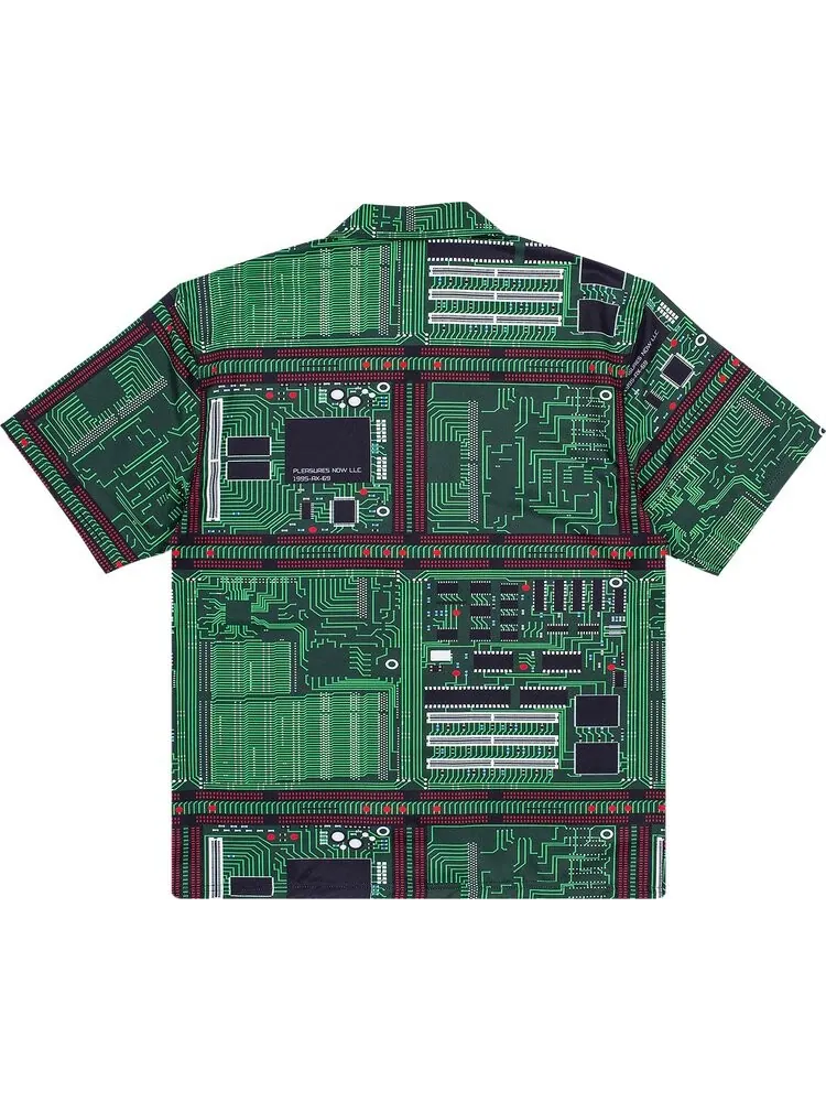 Рубашка Pleasures Motherboard Rayon Shirt 'Green' — изображение 2 из 2, зеленый