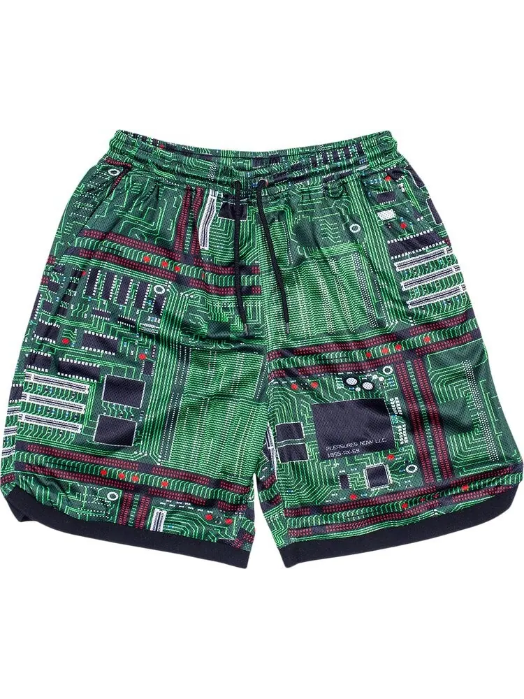 Шорты Pleasures Motherboard Basketball Shorts 'Green' — изображение 1 из 2, зеленый