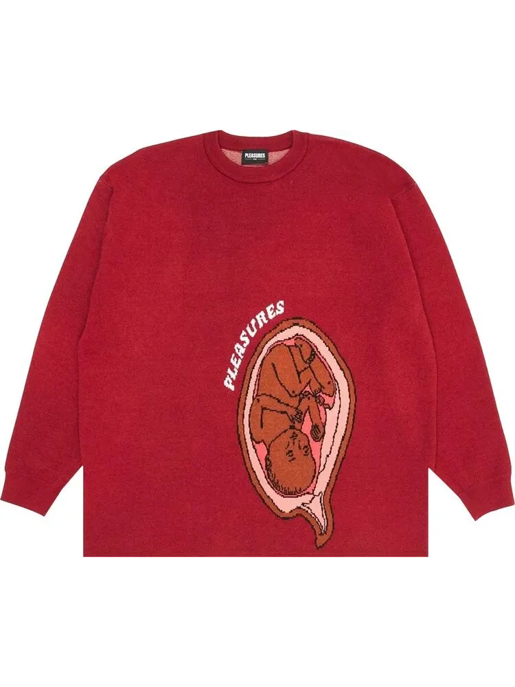 Свитер Pleasures Utero Jaquard Sweater 'Maroon' — изображение 1 из 1, красный