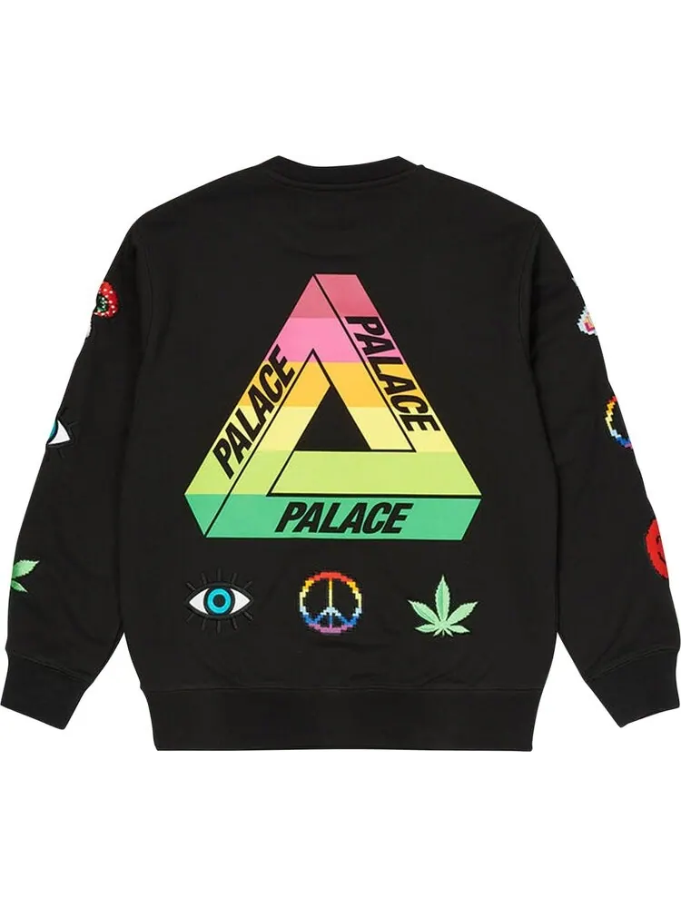 Толстовка Palace Mixed Media Bitmap Crew 'Black' — изображение 2 из 2, черный
