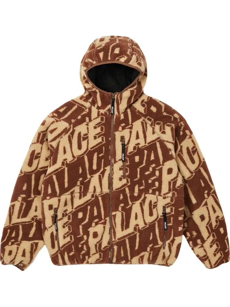 Куртка Palace Jacquard Fleece Hooded Jacket 'Tan/Brown' — изображение 1 из 2, загар