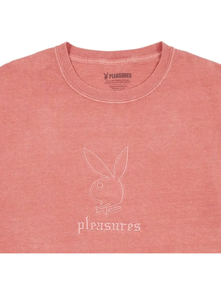 Футболка Pleasures x Playboy Entertainment Pigment Dye T-Shirt 'Red' — изображение 2 из 2, красный