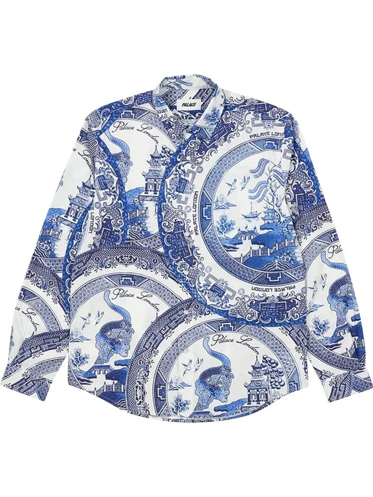 Рубашка Palace China Plate Shirt 'Navy' — изображение 1 из 2, синий