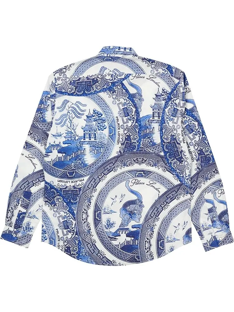 Рубашка Palace China Plate Shirt 'Navy' — изображение 2 из 2, синий