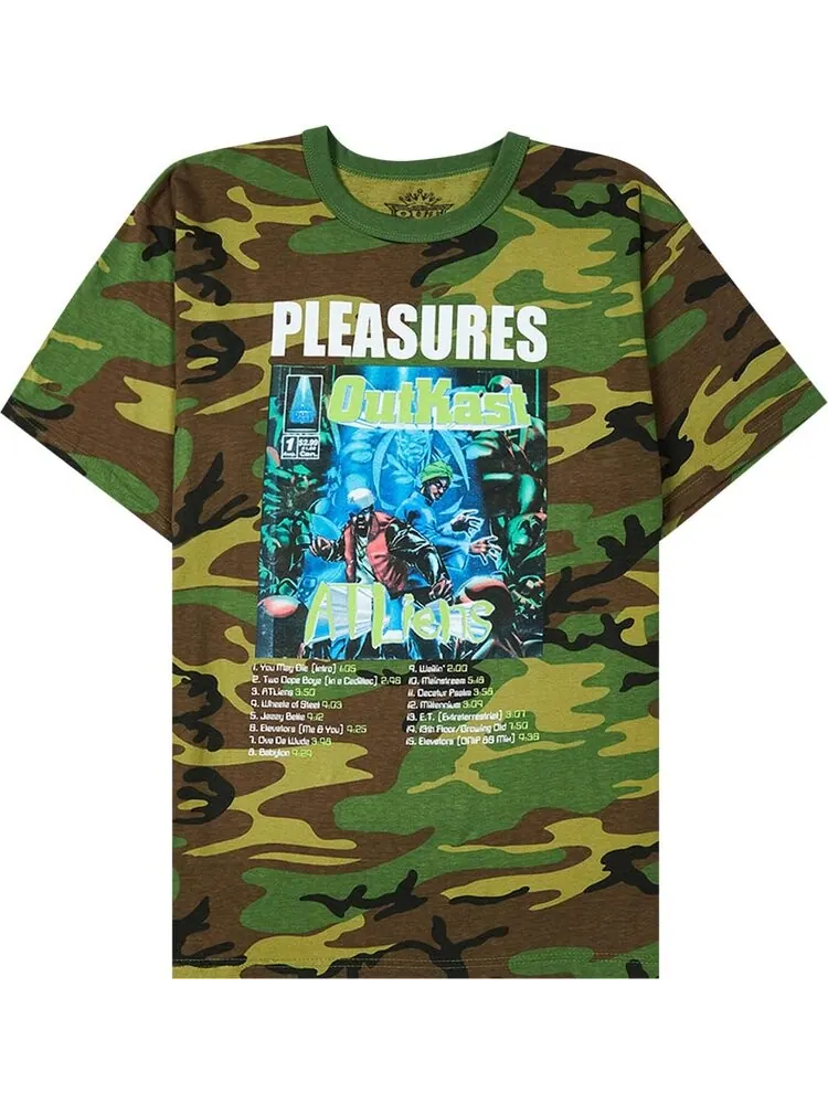 Футболка Pleasures Atliens T-Shirt 'Camo' — изображение 1 из 2, зеленый