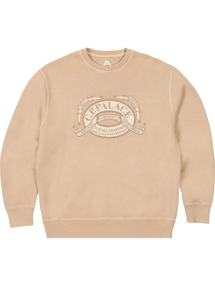 Толстовка Palace x C.P. Company Classic Over Dyed Crew Sweat 'Stone' — изображение 1 из 2, загар