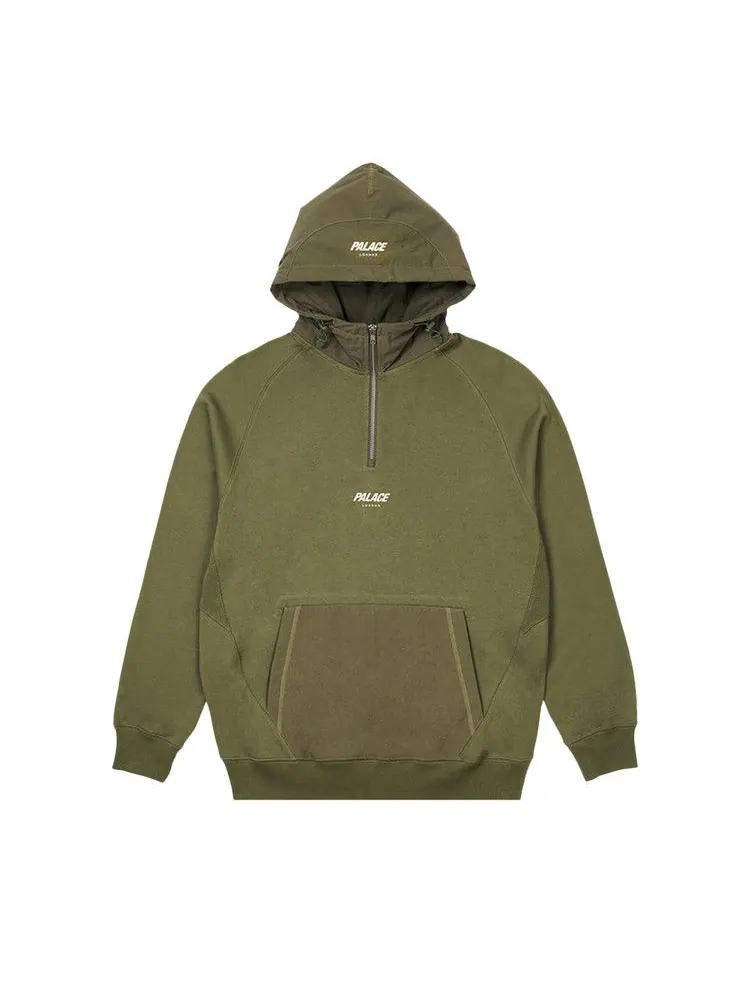 Толстовка Palace 1/4 Zip Cotton Panel — изображение 1 из 2, оливковый