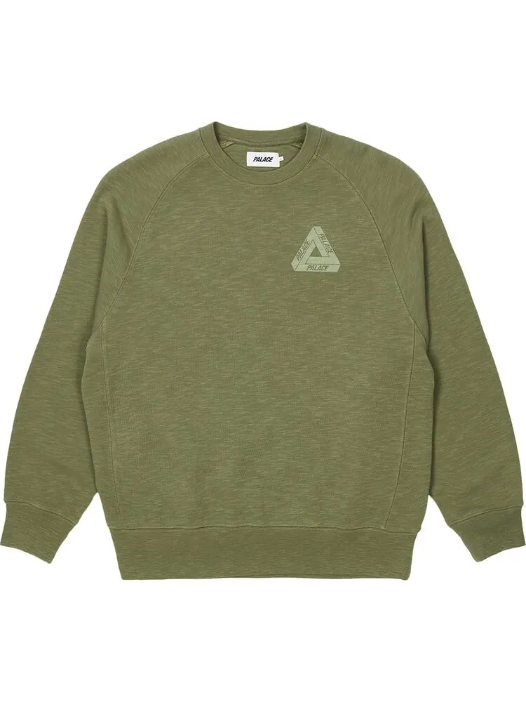 Толстовка Palace Tri-Ferg Slub Crew 'Olive' — изображение 1 из 2, зеленый