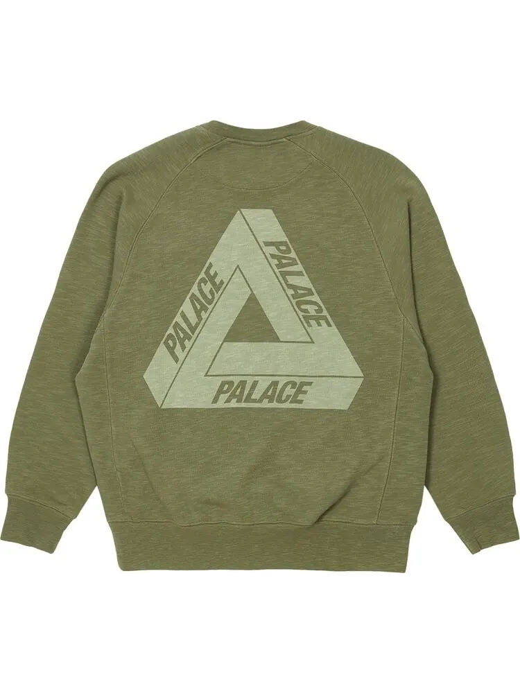 Толстовка Palace Tri-Ferg Slub Crew 'Olive' — изображение 2 из 2, зеленый