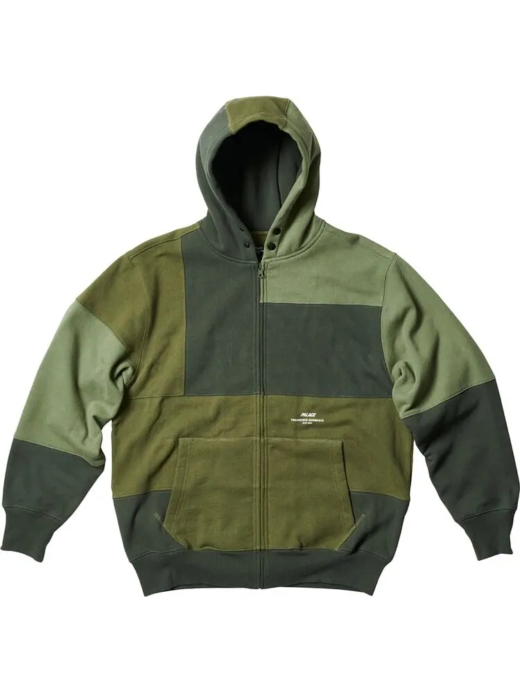 Толстовка Palace x Engineered Garments Heavy Patchwork Zip Hood 'Olive' — изображение 1 из 2, зеленый