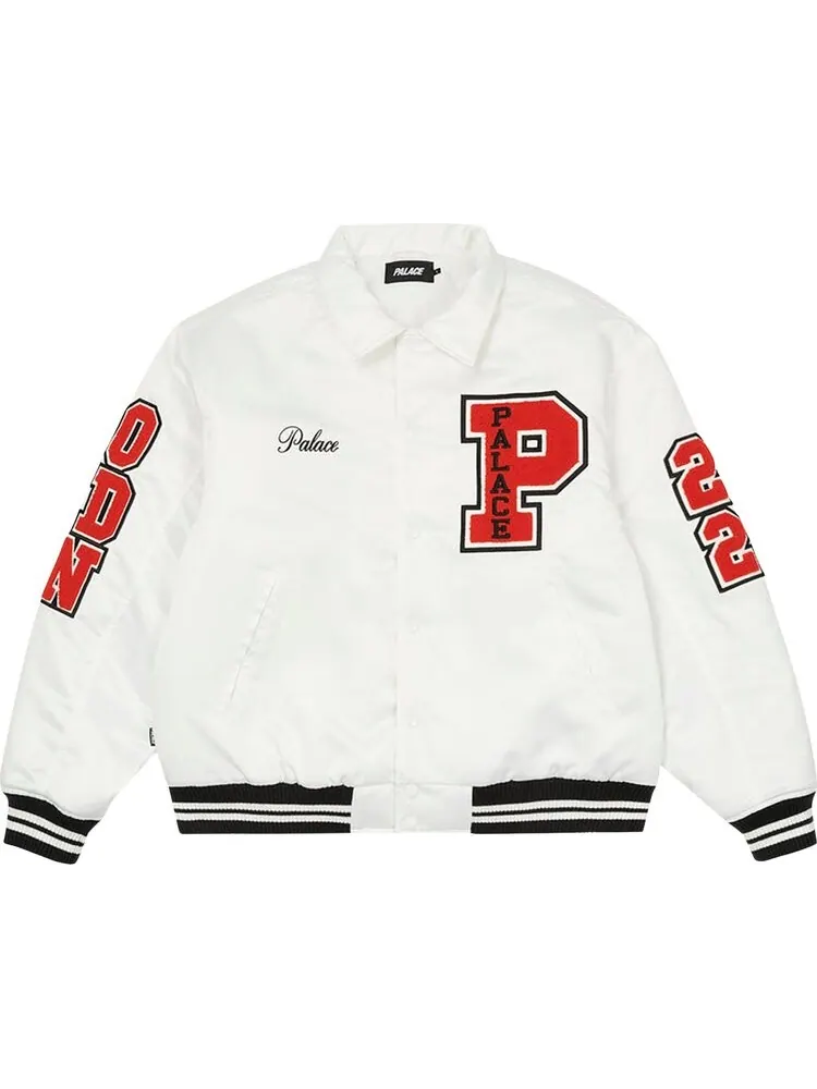 Куртка Palace Satin Varsity Jacket 'White' — изображение 1 из 2, белый