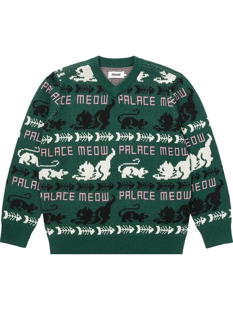Джемпер Palace Meow Meow Knit 'Green' — изображение 1 из 2, зеленый