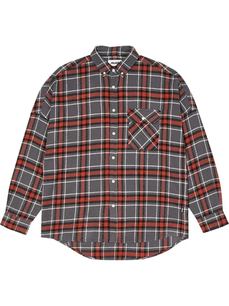 Рубашка Palace Flannel Drop Shoulder Shirt 'Grey' — изображение 1 из 2, серый