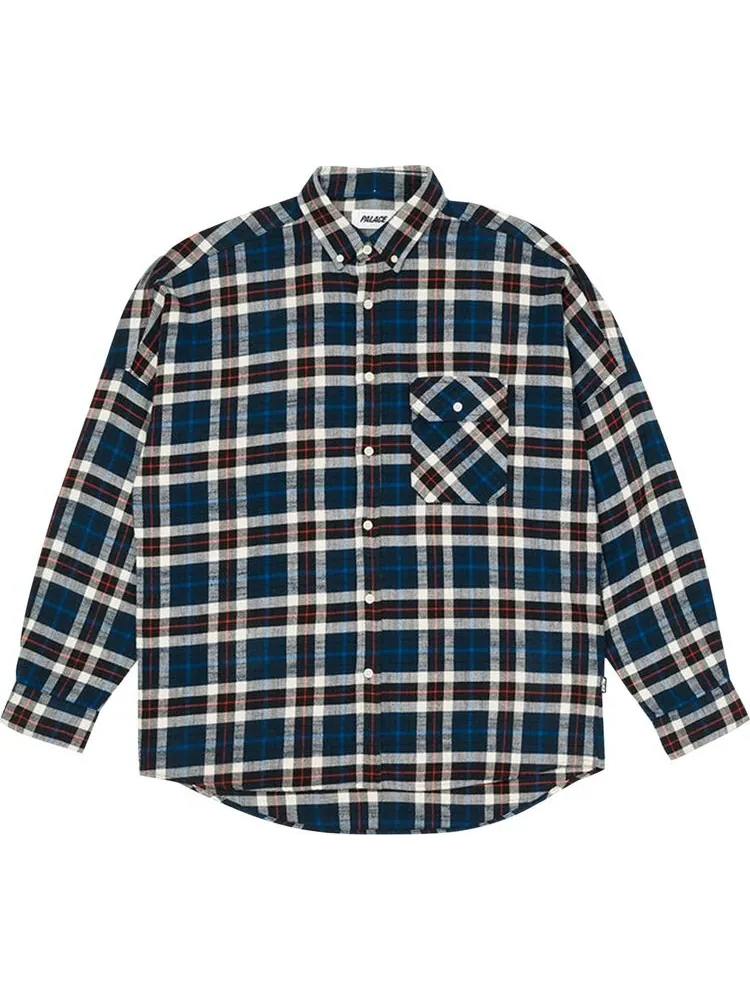 Рубашка Palace Flannel Drop Shoulder Shirt 'Navy' — изображение 1 из 2, синий