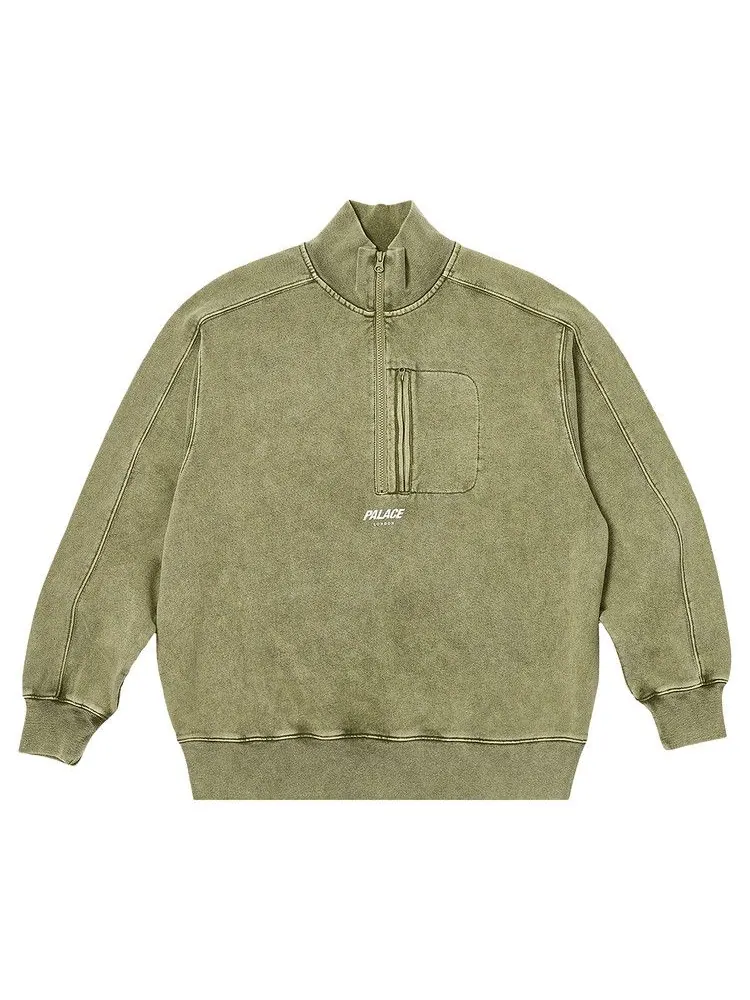 Толстовка Palace Washed Terry 1/2 Zip Funnel — изображение 1 из 2, глубокий зеленый
