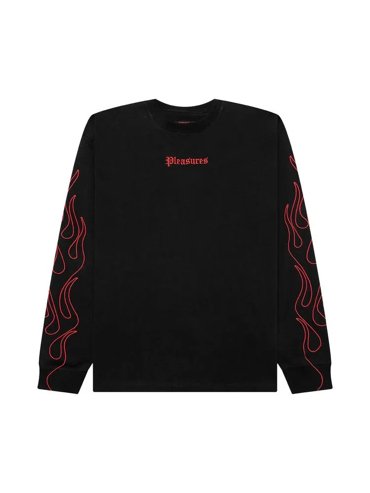 Лонгслив Pleasures Fiery Heavyweight Long-Sleeve — изображение 1 из 2, черный