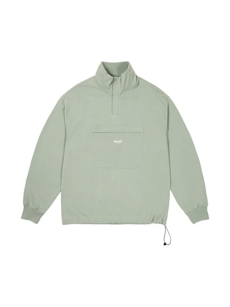 Толстовка Palace 1/4 Zip Washed Funnel — изображение 1 из 2, зеленый