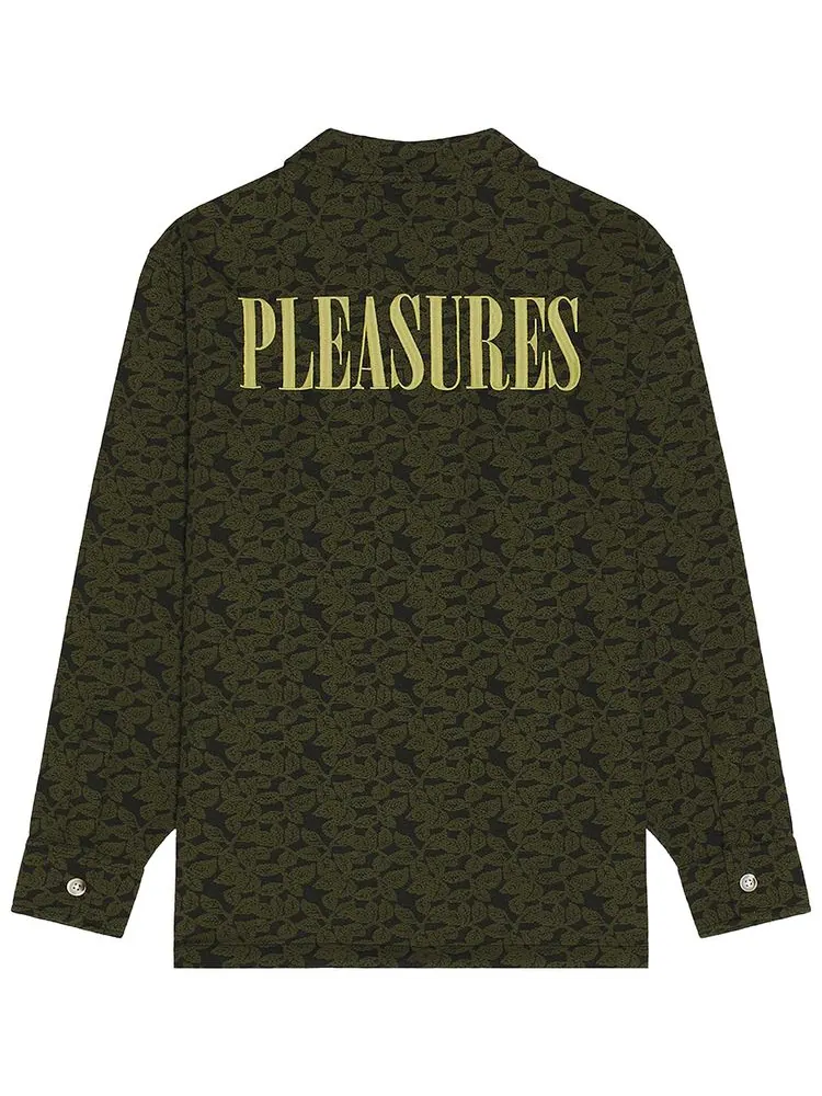 Рубашка Pleasures Leaf с половинной молнией — изображение 2 из 2, зеленый