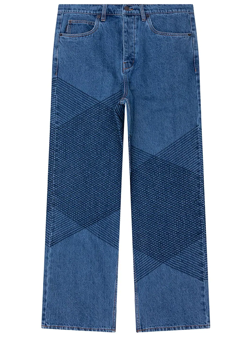 Джинсы Pleasures Grid Embroidered Baggy Jeans — изображение 1 из 2, синий